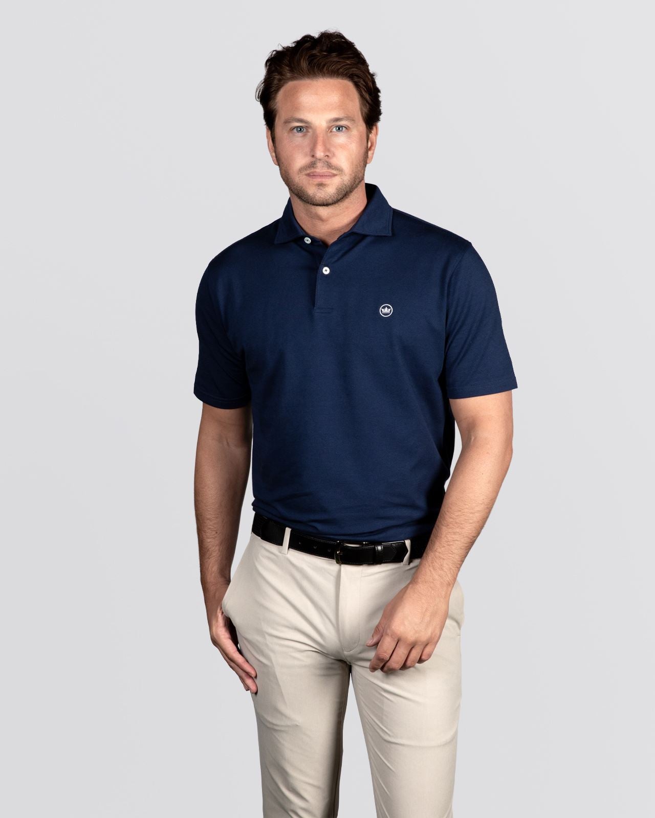 Excursionist Flex Herringbone Knit Polo Navy