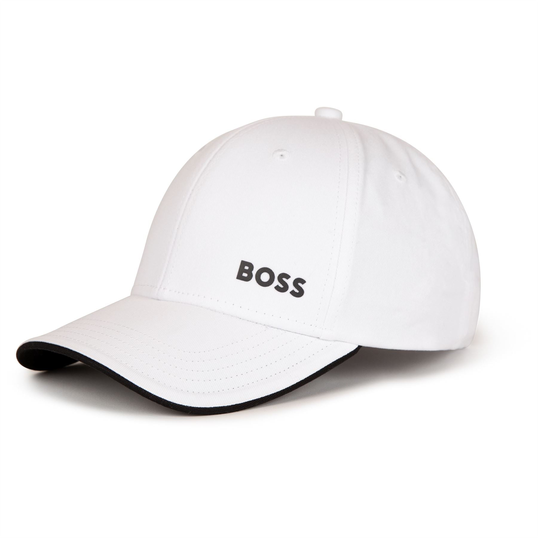 Bold Logo Print Cotton Twill Cap Natural White