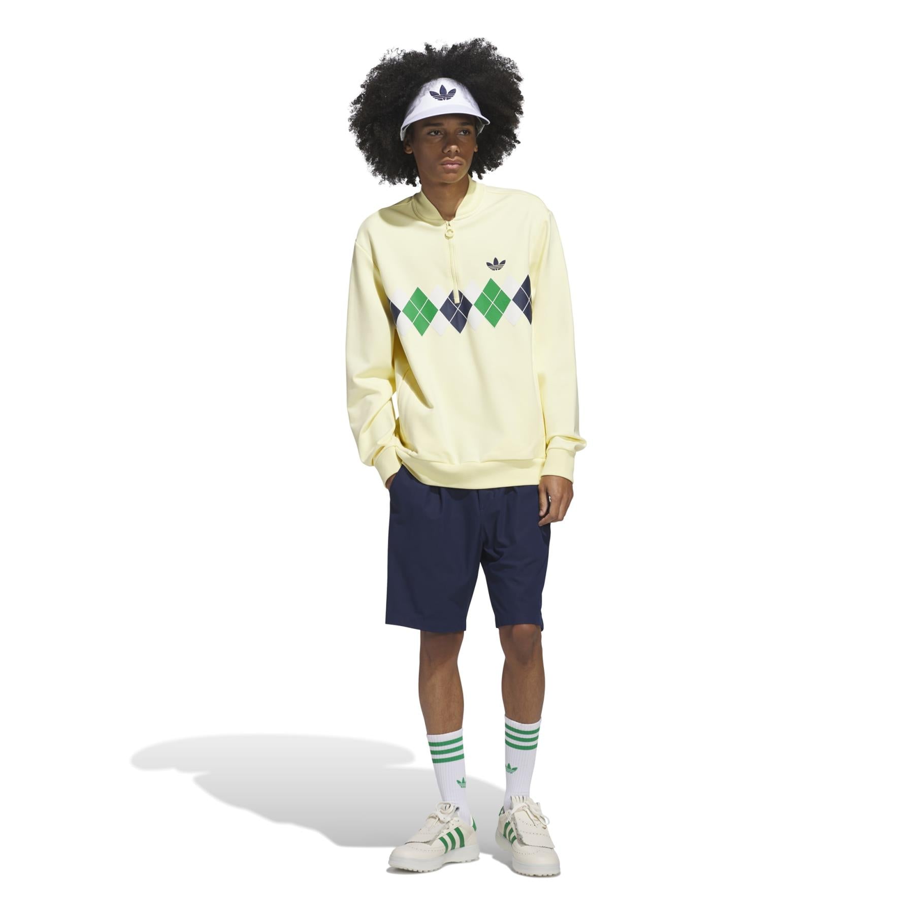 adidasgolf 柄シャツ adidas Golf Originals Argyle Printed Quarter Zip Yellow