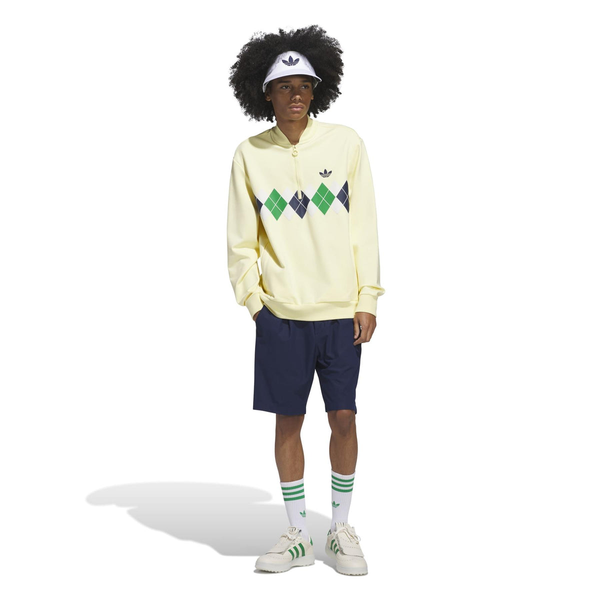 Argyle Printed Quarter Zip Yellow
