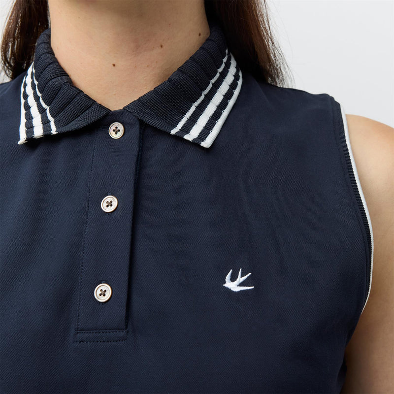 Womens Supima Pique SL Polo Navy/White Stripe