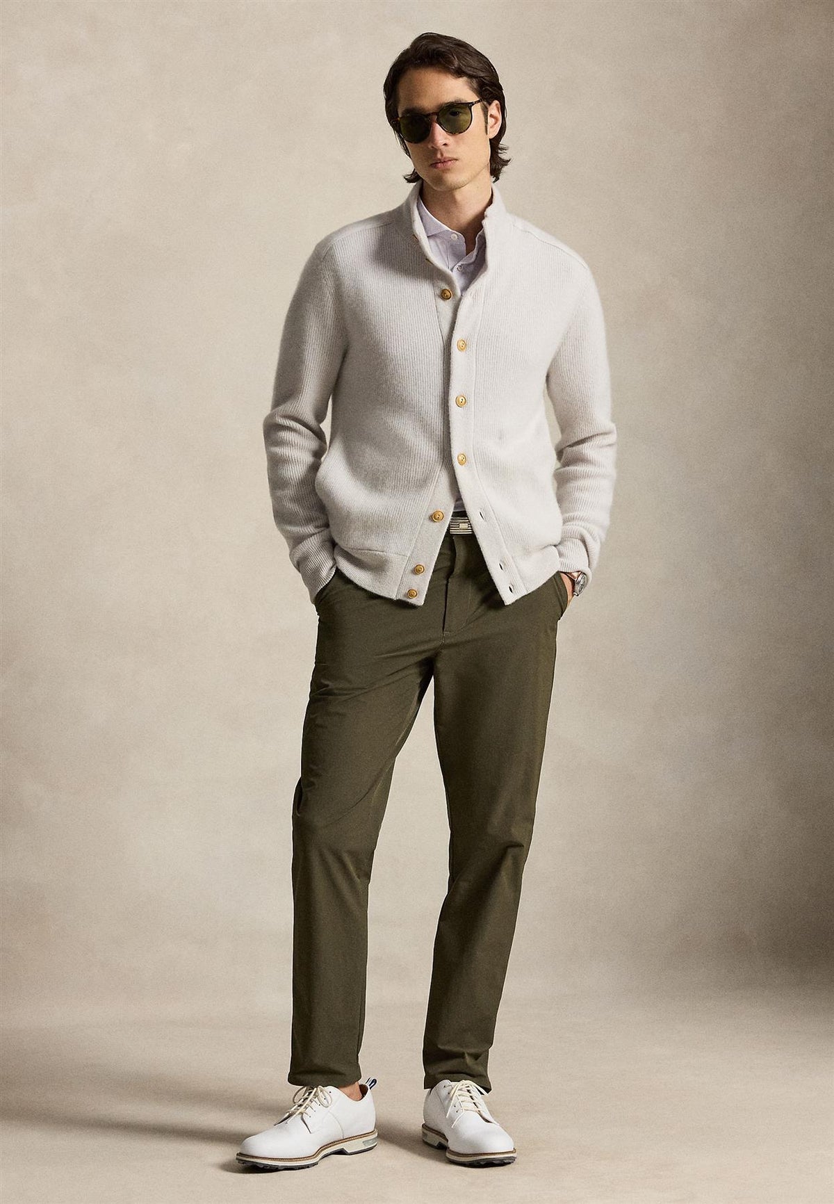 RLX Washable Cashmere Sweater Cardigan Stone Pebble