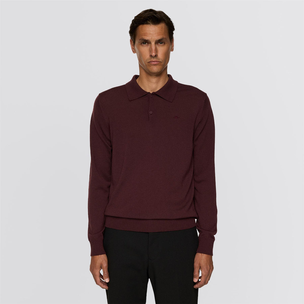 Kai Knitted Merino Polo Huckleberry