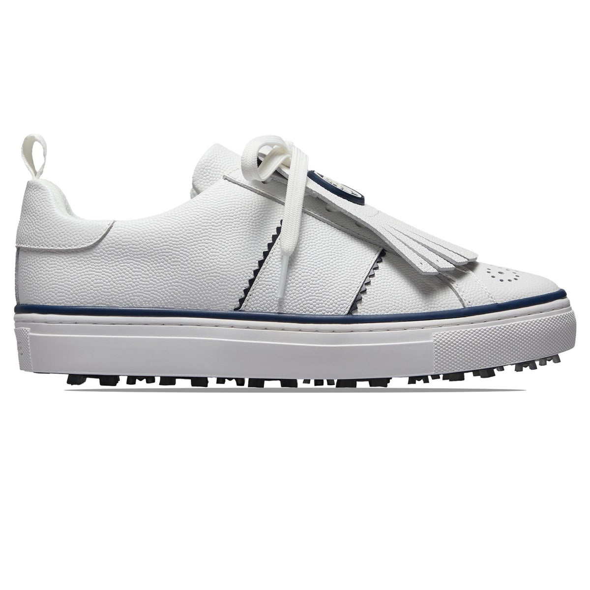 Womens Durf Saddle Stripe Leather Golf Shoes Snow/Twilight