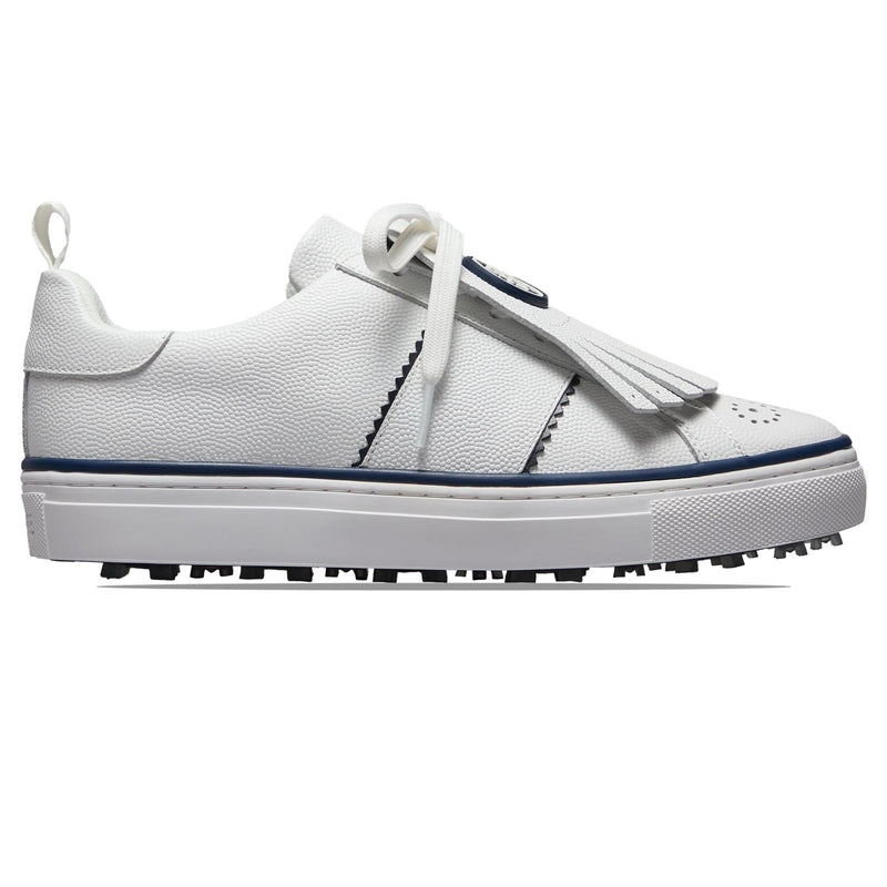Womens Durf Saddle Stripe Leather Golf Shoes Snow/Twilight