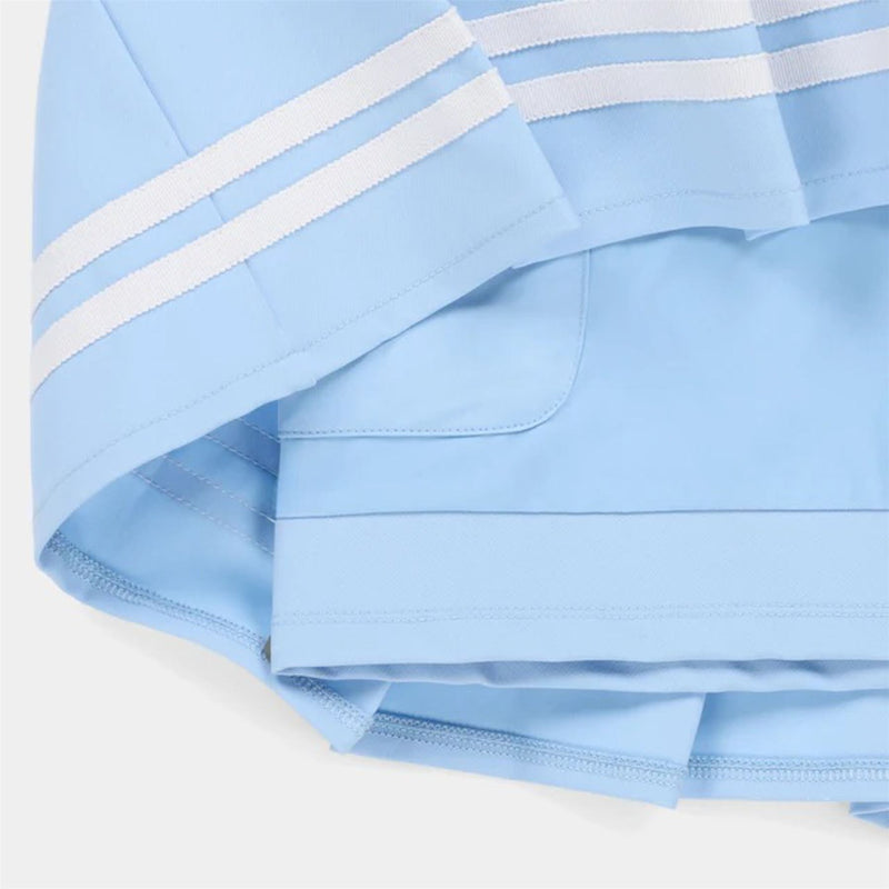 Womens Ribbon Pleated Skirt Powder Blue/White
