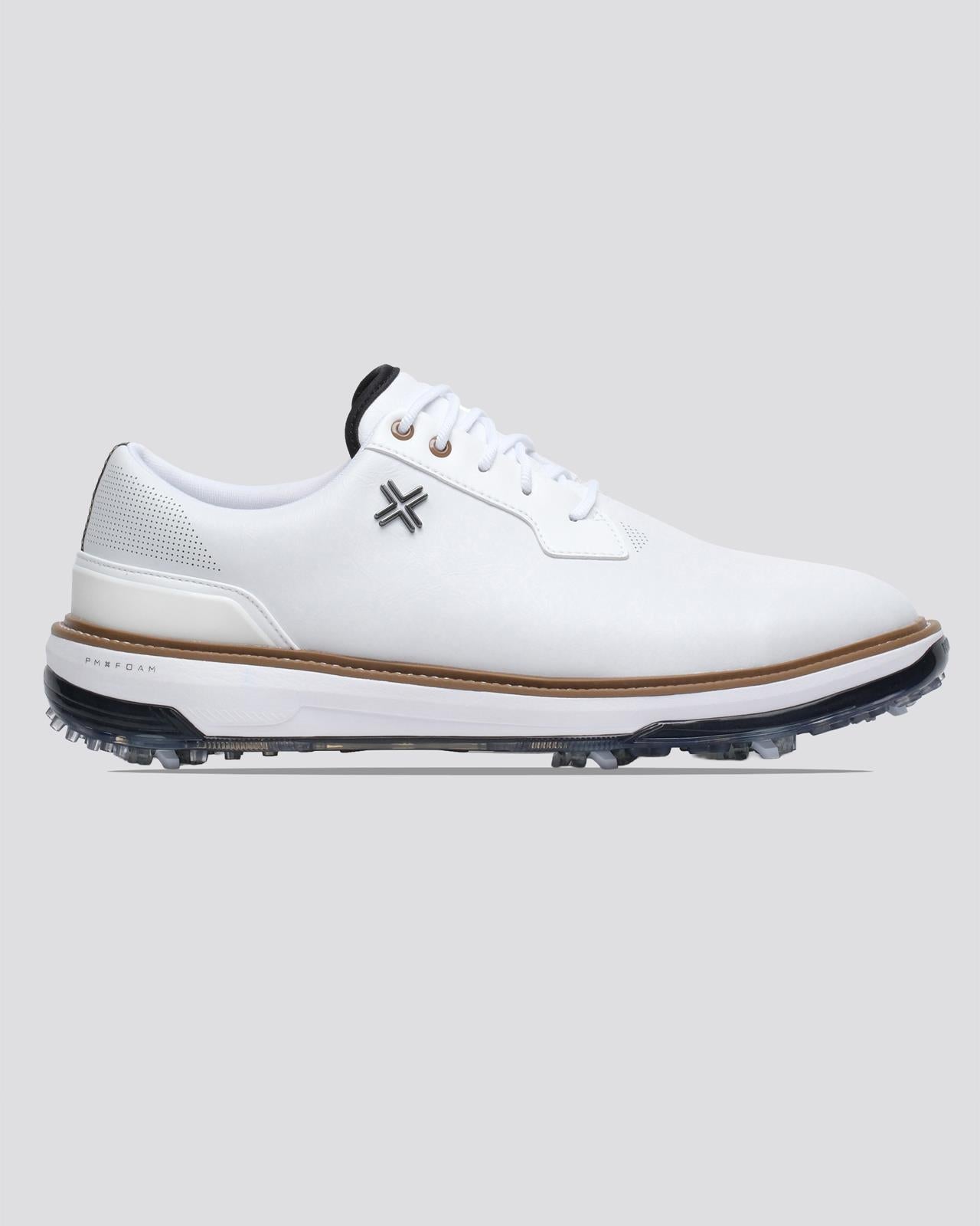 Reserve Classic Tour RS Spiked Golf Shoes White/Black/Tan