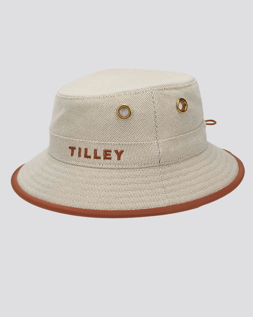 Leather Canvas Bucket Hat Tan