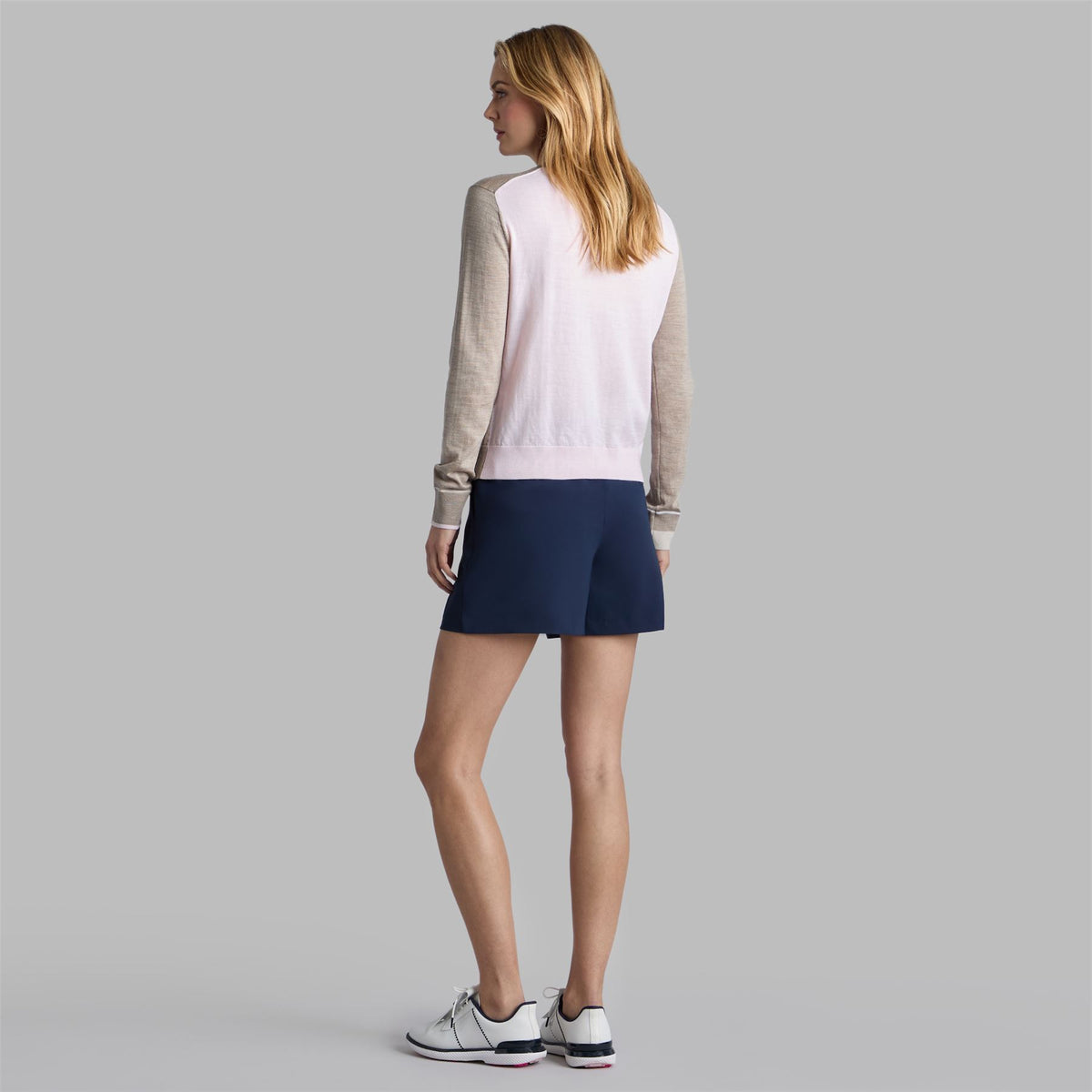 Womens Color Block Merino Wool Sweater Dune