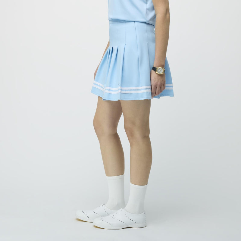 Womens Ribbon Pleated Skirt Powder Blue/White