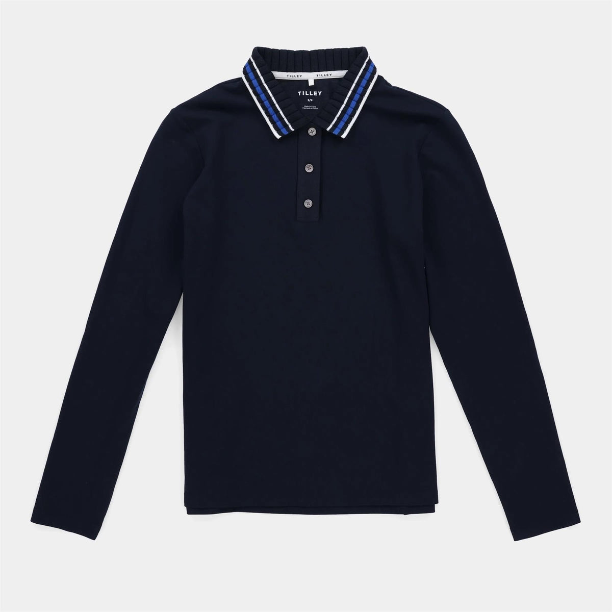 Womens LS Team Polo Navy/Powder Blue