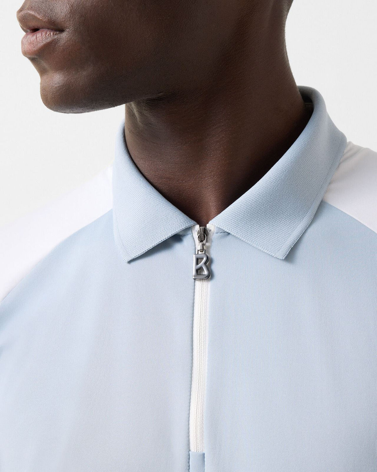 Fabius Zip Polo Shirt Blue Fog