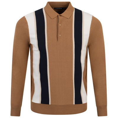 Heden Striped Knitted Polo Chipmunk - AW23