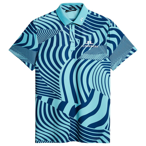 KV Regular Fit TX Jersey Dazzle Wave Print Tour Polo Blue Curacao - SU24