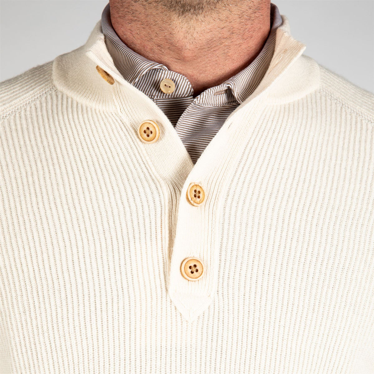 Brant Button Mock Neck Sweater Winter Ivory