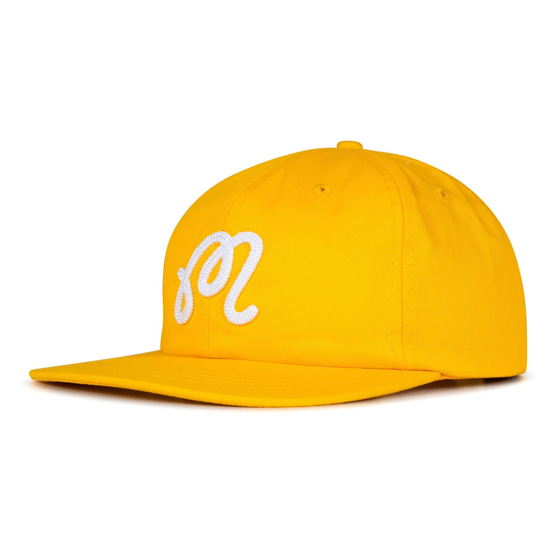Malbon Golf M Script Chainstitch Painters Cap Gold | TRENDYGOLF USA