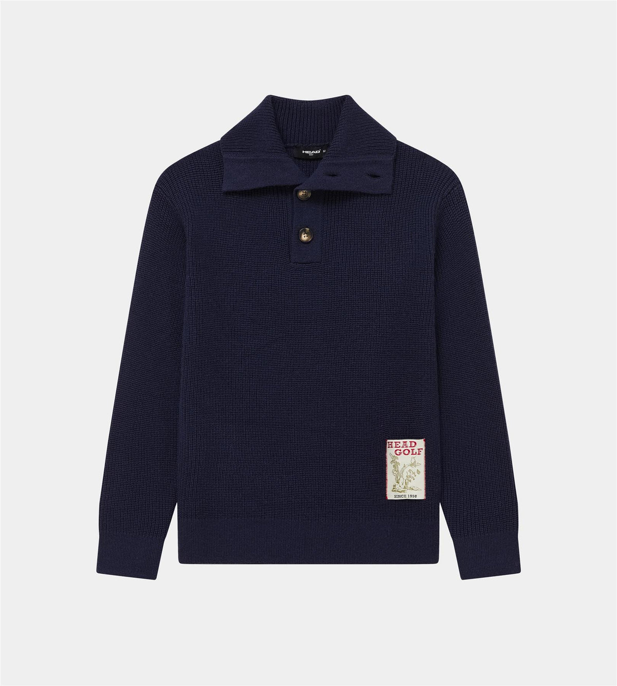 Wool Quarter Button Sweater	 Deep Navy