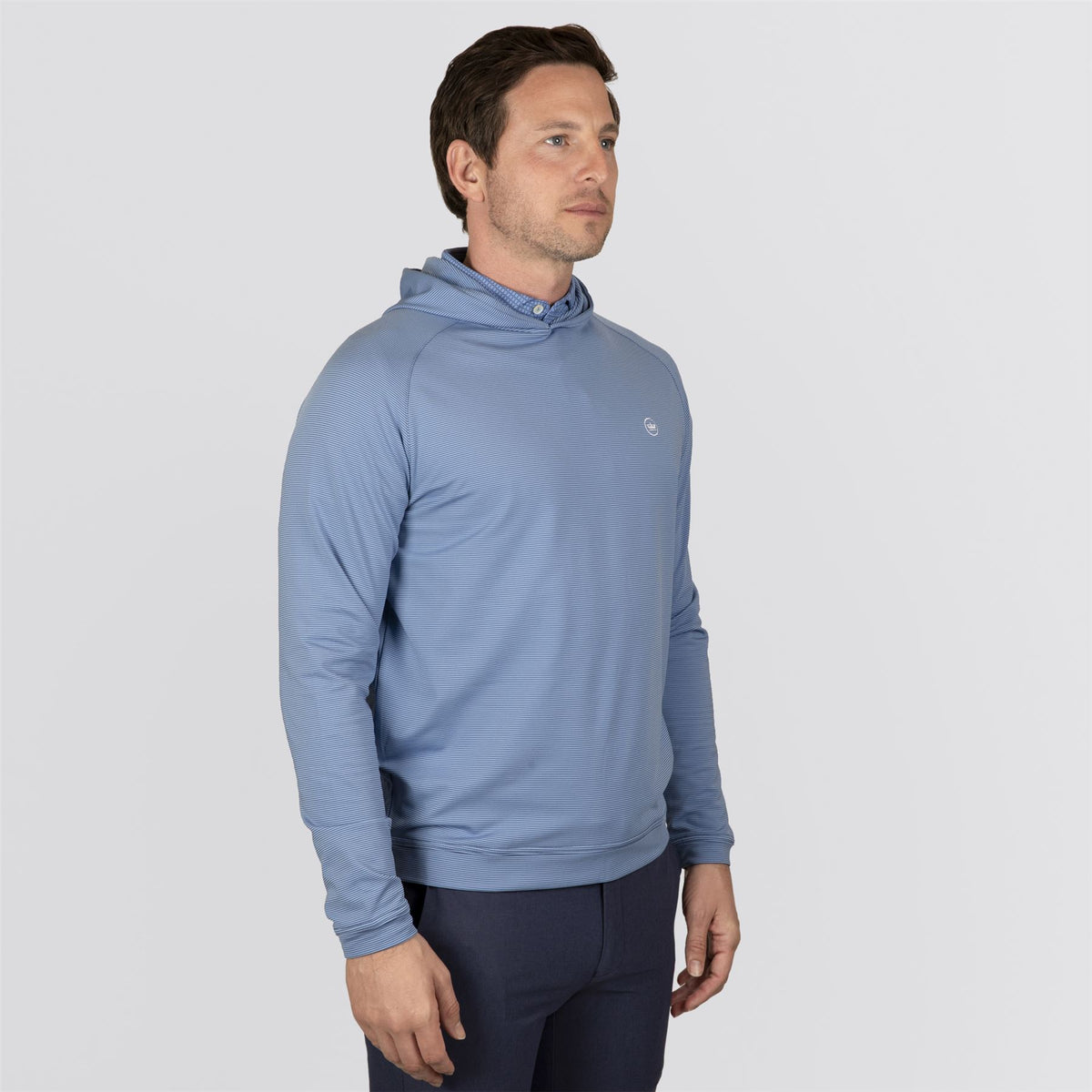 Pine Sugar Stripe Performance hoodie Windsor Blue