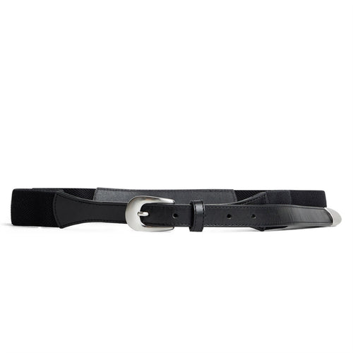 Boone Braided Elastic Leather Belt Black - AW24