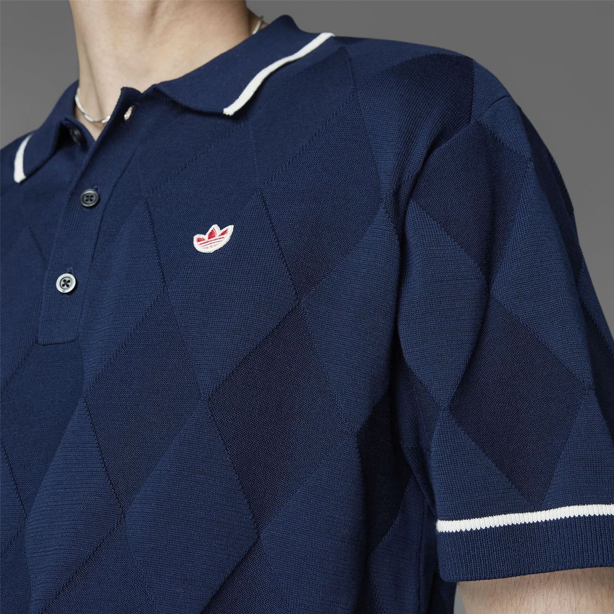 Argyle Knit Polo Night Indigo
