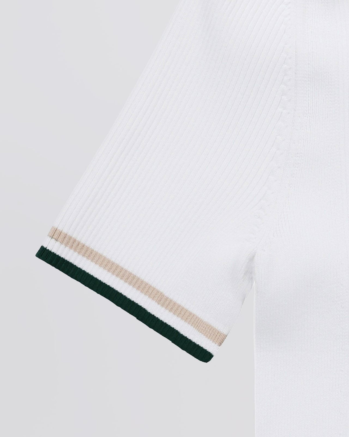 Womens Stripe Zip Polo White