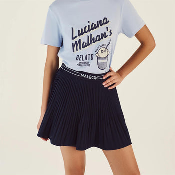 Malbon Golf Valentina Pleated Skirt Navy | TRENDYGOLF USA