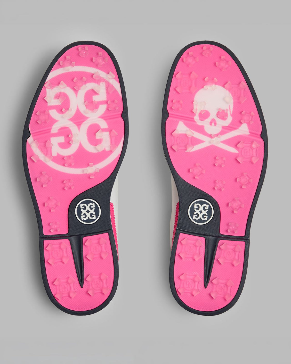 GALLIVANTER Leather Brogue Golf Shoes Snow/Knockout Pink