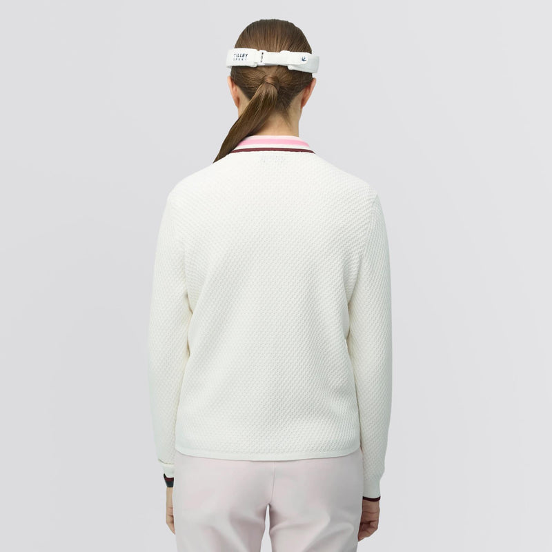 Womens T Cardigan White/Pink/Wine
