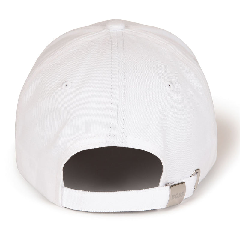 Bold Logo Print Cotton Twill Cap Natural White