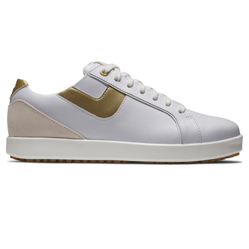 Womens FJ Links Spikeless Golf Shoes White/Tan - SS25