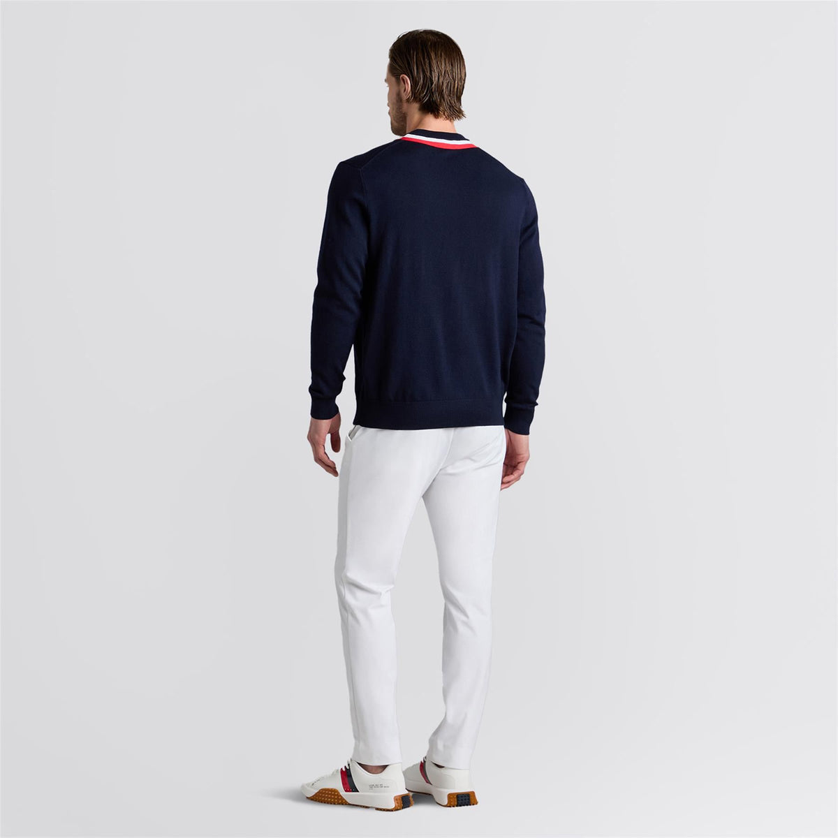 Color Block Merino Wool Sweater Twilight/Lava
