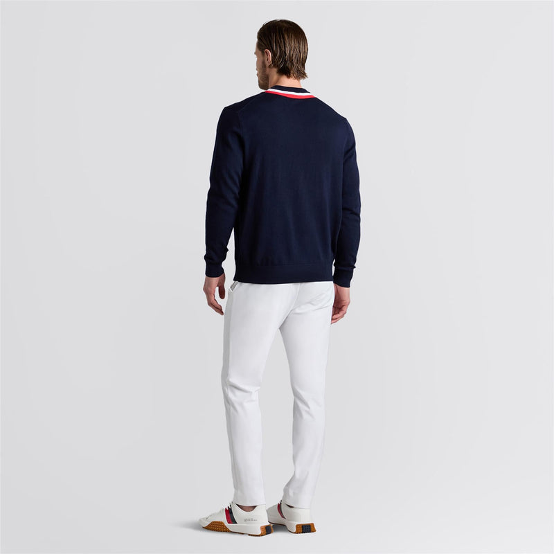 Color Block Merino Wool Sweater Twilight/Lava