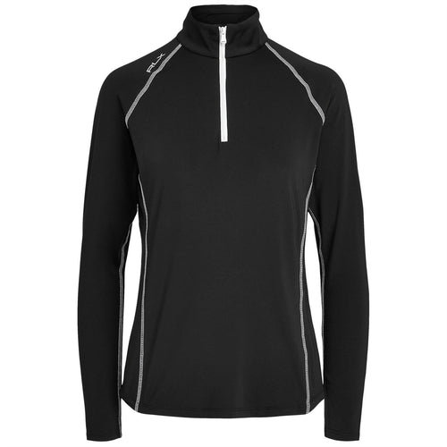 Womens Jersey Quarter-Zip Pullover Polo Black - SS23