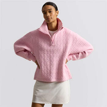 Ralph Lauren RLX Cable Quilted Quarter Zip Jacket Light Pink