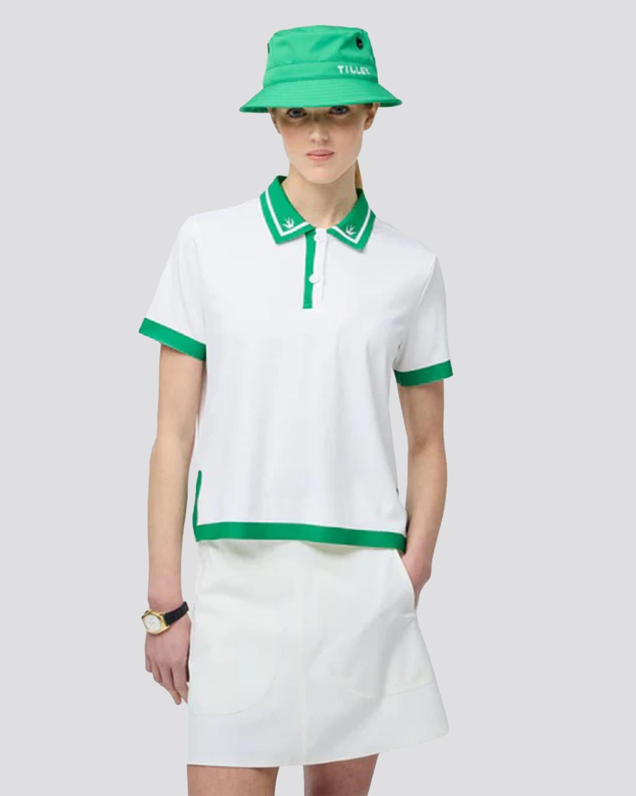 Womens Tech Jersey Boxy Birdie Polo White/Sport Green