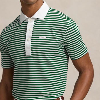 Ralph Lauren RLX Tailored Fit Tour Pique Stripe Polo Ceramic