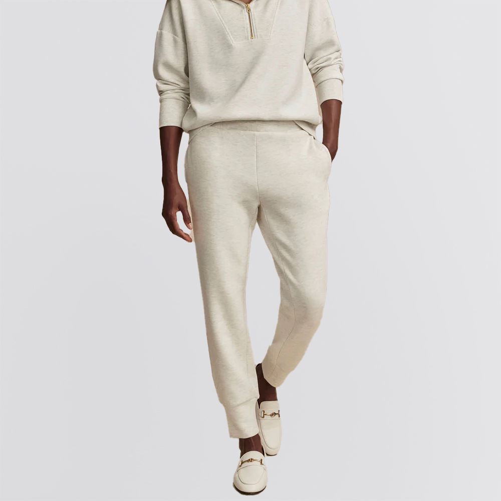 Womens The Slim 25 Inch Cuff Pants Ivory Marl Fleck