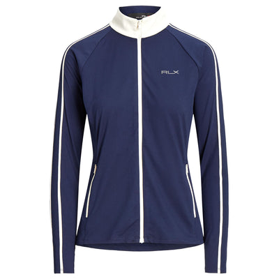 Womens LS Stretch Peached Jersey UV Quarter Zip French Navy/Parchment Cream - AW23