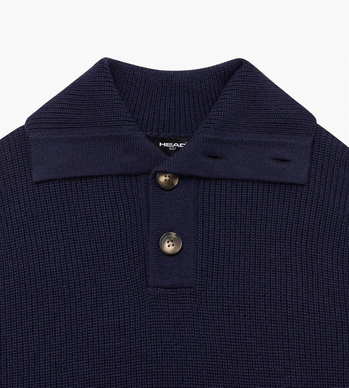 Wool Quarter Button Sweater	 Deep Navy