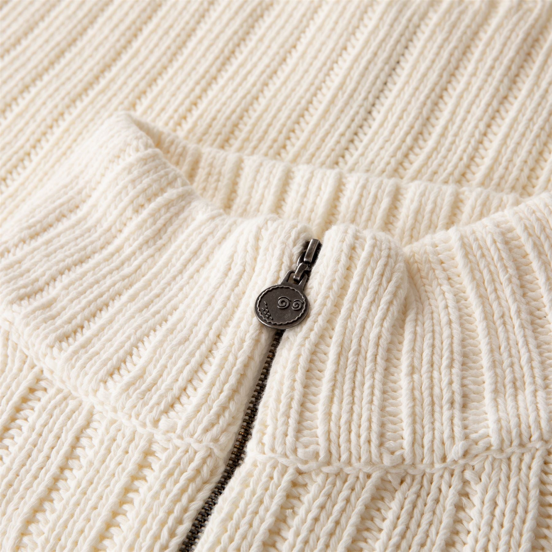 Malbon Golf Allegra Chunky Knit Zip Up Ivory | TRENDYGOLF USA