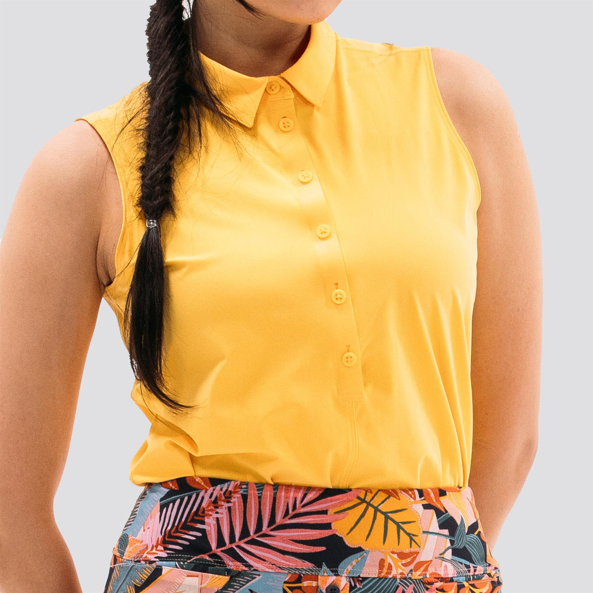 Womens Core Sleeveless Polo Amber Yellow