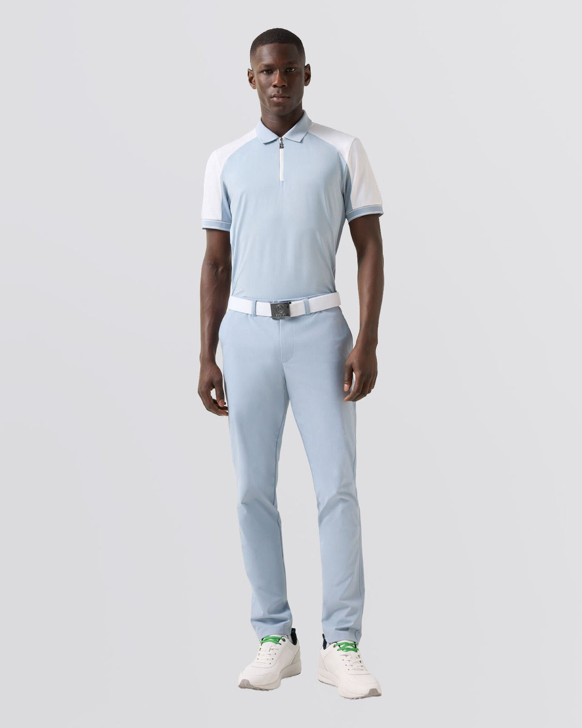 Fabius Zip Polo Shirt Blue Fog