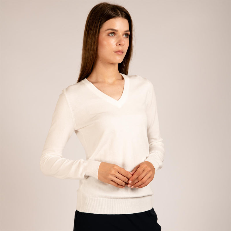 Womens The Summer V-Neck Sweater White
