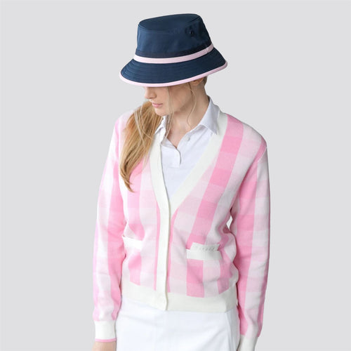 Womens Gingham Cardigan Pink