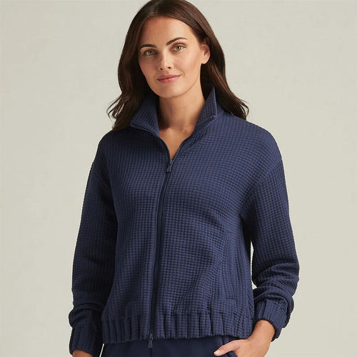 Womens Flora Knit Jacquard Full Zip Layer Navy