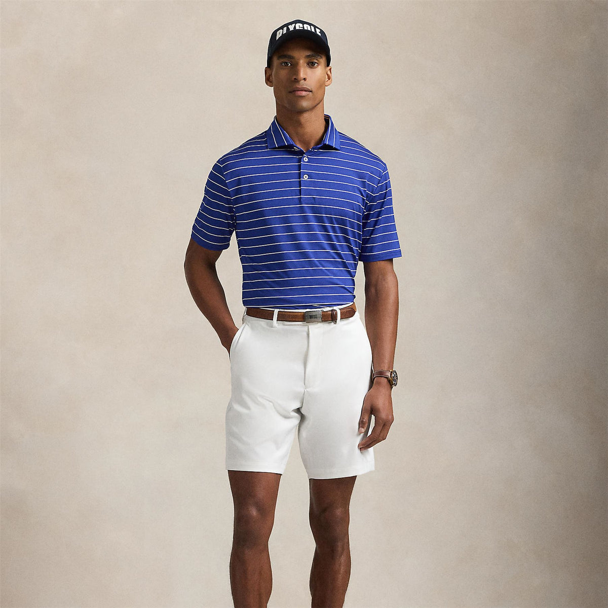 RLX Classic Fit Airflow Jersey Stripe Polo Royal Blue/Ceramic White