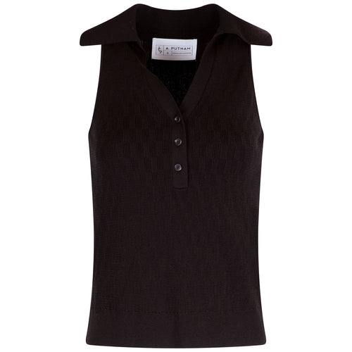 Womens Knit Tank Polo Black - AW24