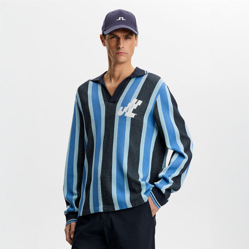 Silas Stripe Knit Polo JL Navy