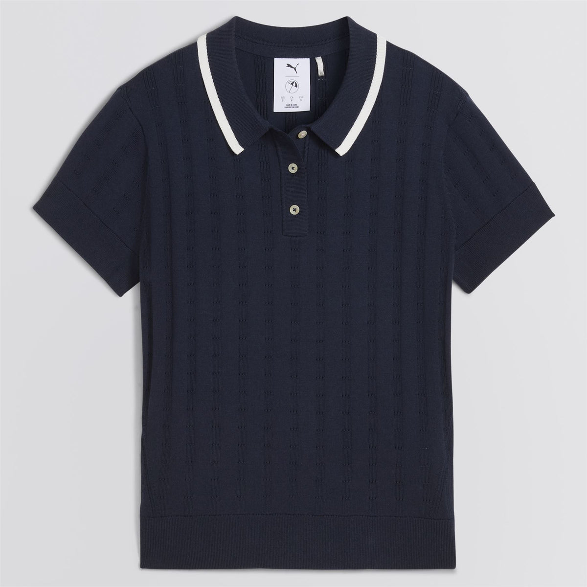 x AP Womens Pointelle Polo Deep Navy