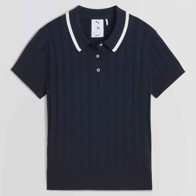 x AP Womens Pointelle Polo Deep Navy